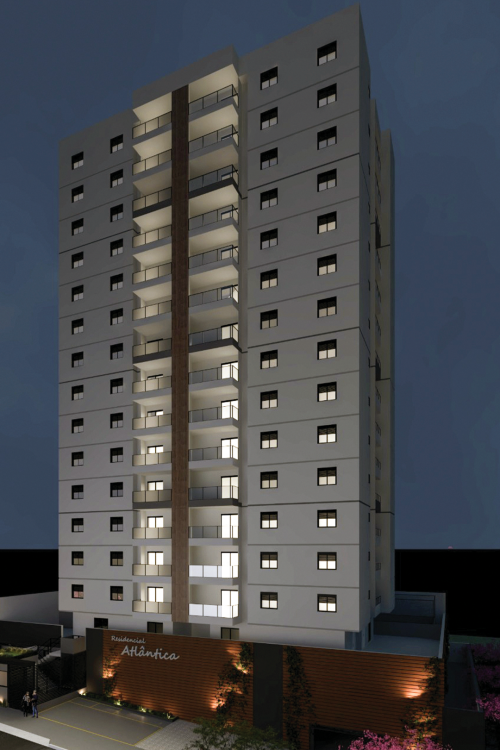 Perspectiva Artística | Fachada Noturna Residencial Atlântica by AZCA